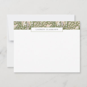 cartão de papelaria W. Morris Green Floral Top Bor