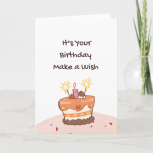 Cartão de Parabéns com Bolo de Aniversário Fofo
