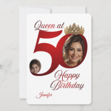 Cartão de Parabéns com Foto de 50º Aniversário | P