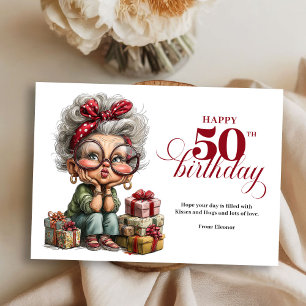 Cartão de parabéns de aniversário de 50 anos engra