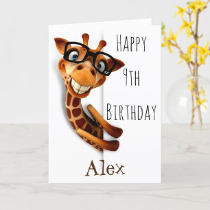 Cartão de Parabéns de Aniversário Infantil Girafa 