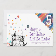 Cartão de Parabéns de Aniversário para Crianças co