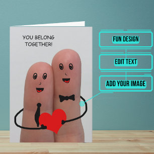 Cartão de Parabéns de Casamento com Dedos de uma M