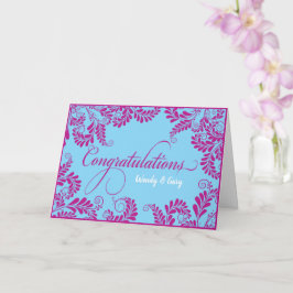 Cartão de Parabéns de Casamento Floral (Roxo)