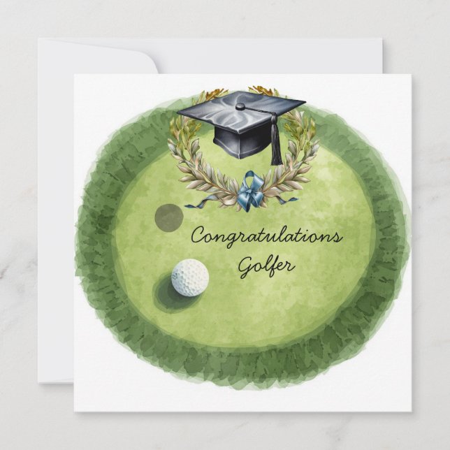 Cartão de Parabéns de Formatura de Golfe “On Par”  (Frente)