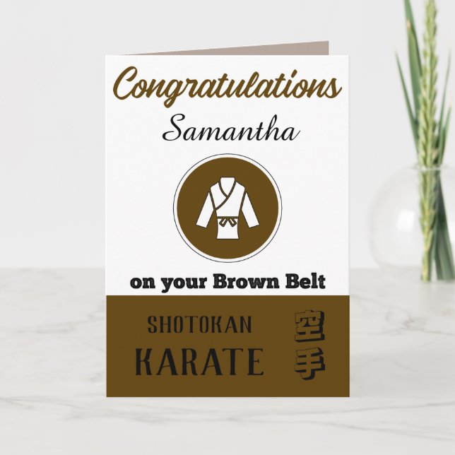 Cartão de Parabéns de Promoção Karate Brown Belt (Frente)