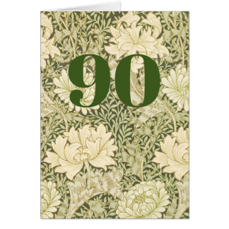 Cartão de Parabéns Dobrado Floral para 90º Anivers
