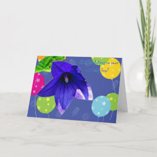 Cartão de Parabéns Flor de Balão Menino Recém-Nasc