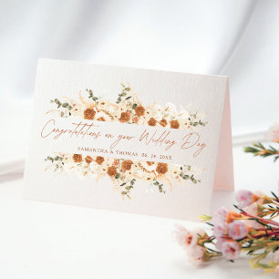 Cartão de Parabéns Floral Boho Terracotta