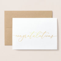 Cartão de Parabéns Minimalista de Folha de Ouro pa