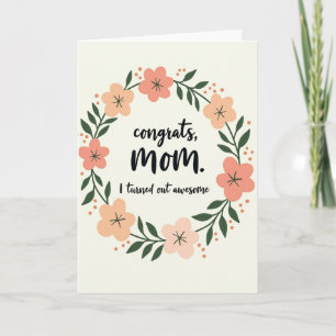 Cartão de Parabéns para a Mamãe com Coroa Floral