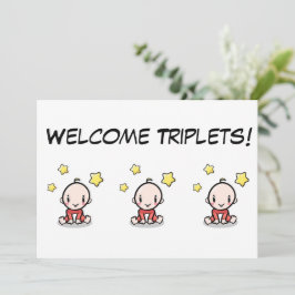 Cartão de parabéns para bebês para tripletes,