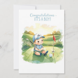 Cartão de Parabéns pelo Golfe É um Menino   Bebê G