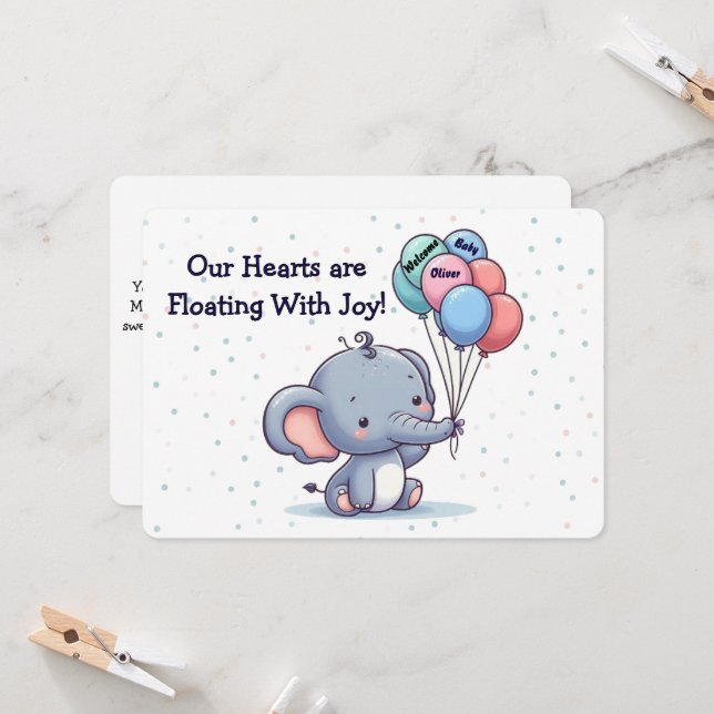 Cartão de Parabéns Personalizado para Bebê (Frente/Verso In Situ)