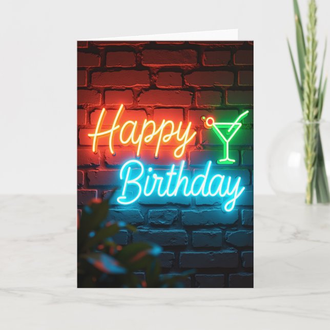 Cartão de Parede de Aniversário Neon (Frente)