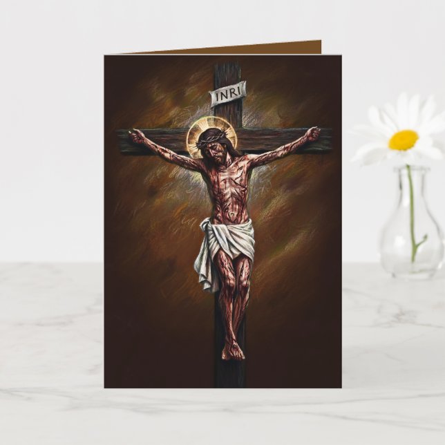 Cartão de Páscoa Abençoado Jesus Crucificado Marro (Planta pequena)