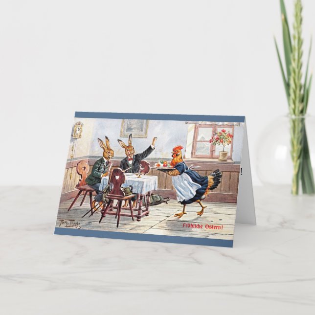 Cartão de Páscoa Arthur Thiele - Bunnies Dine no C (Frente)