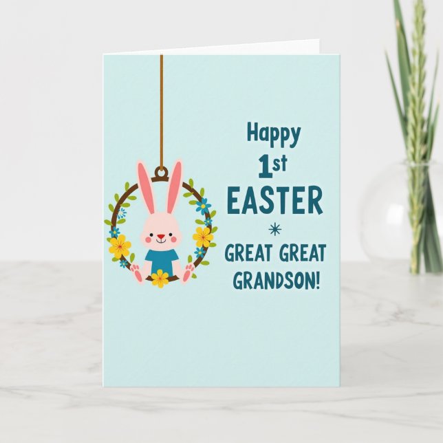 Cartão de Páscoa Bunny Floral 1St (Frente)