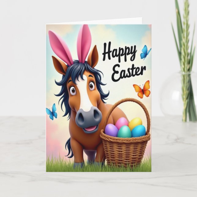 Cartão de Páscoa com Cavalo na Primavera (Frente)