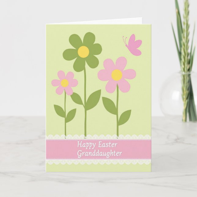 Cartão de Páscoa com Flores Cor-de-Rosa (Frente)