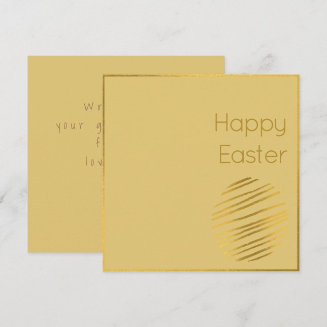 Cartão de Páscoa de Ovo Dourado Clássico (Frente/Verso)