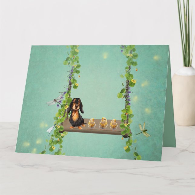 Cartão de Páscoa do Dachshund (Frente)