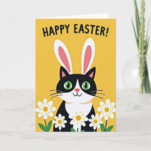 Cartão de Páscoa do Gatinho Feliz de Primavera