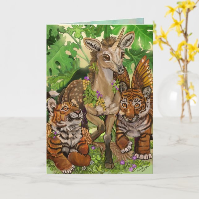 Cartão de Páscoa do unicórnio 'Inocência do novo' (Flor Amarela)