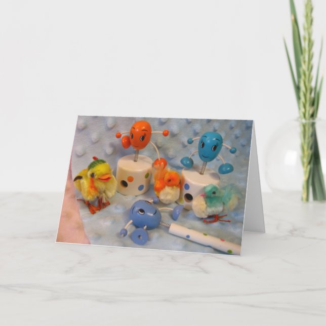 Cartão de páscoa dos ovos e dos pintinhos (Frente)