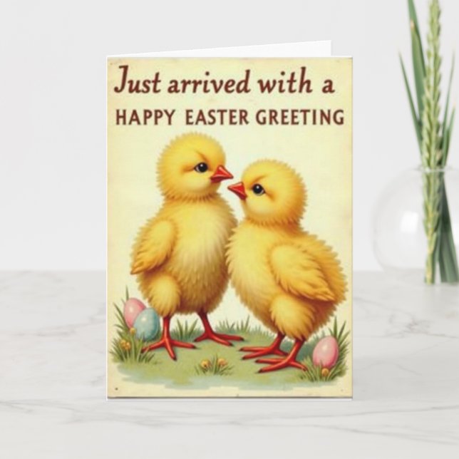 Cartão de Páscoa dos Passarinhos Amarelos (Frente)