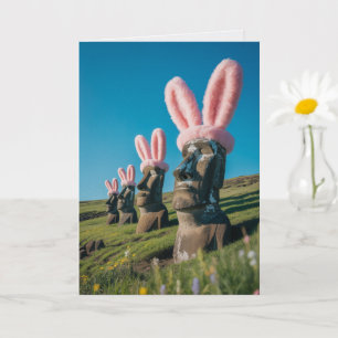 Cartão de Páscoa engraçado da Ilha de Páscoa Moai 
