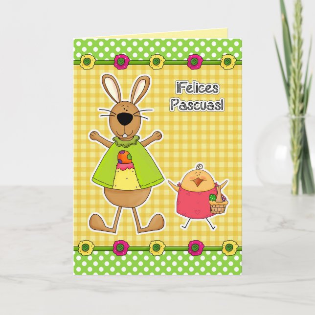 Cartão de Páscoa Felices Pascuas em espanhol (Frente)