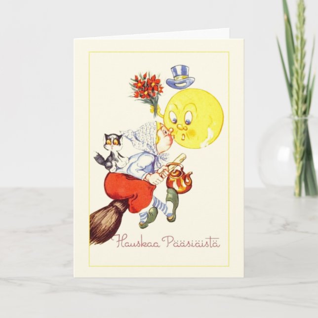 Cartão de páscoa finlandês de Hauskaa Pääsiäistä (Frente)
