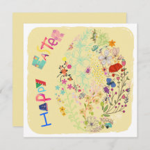 Cartão de Páscoa Floral de Ovo Bonito Colorido