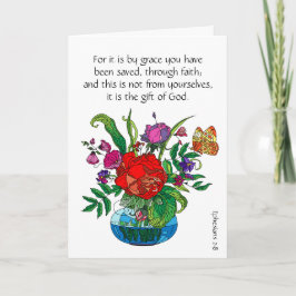 Cartão de Páscoa, Flores Pintadas, Versículo de Ef