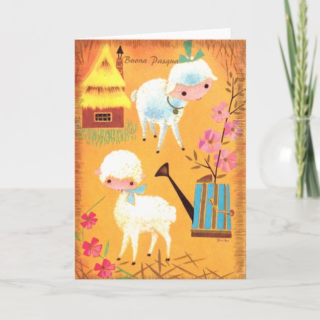Cartão de páscoa italiano 5 do vintage (Frente)