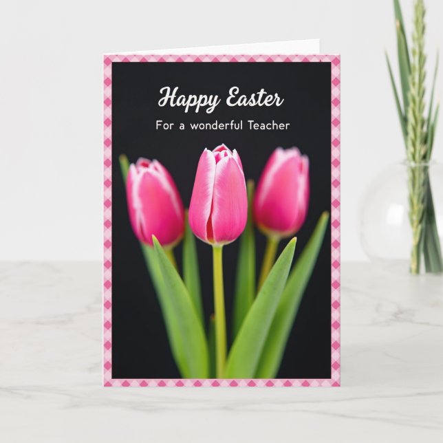 Cartão de Páscoa para Professor Floral (Frente)