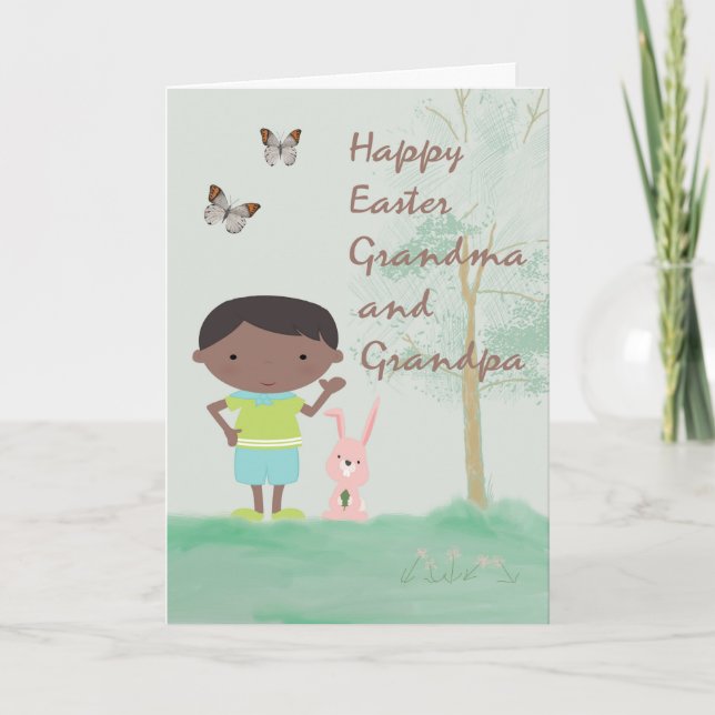 Cartão de páscoa para vovó e vovô de Black Boy (Frente)