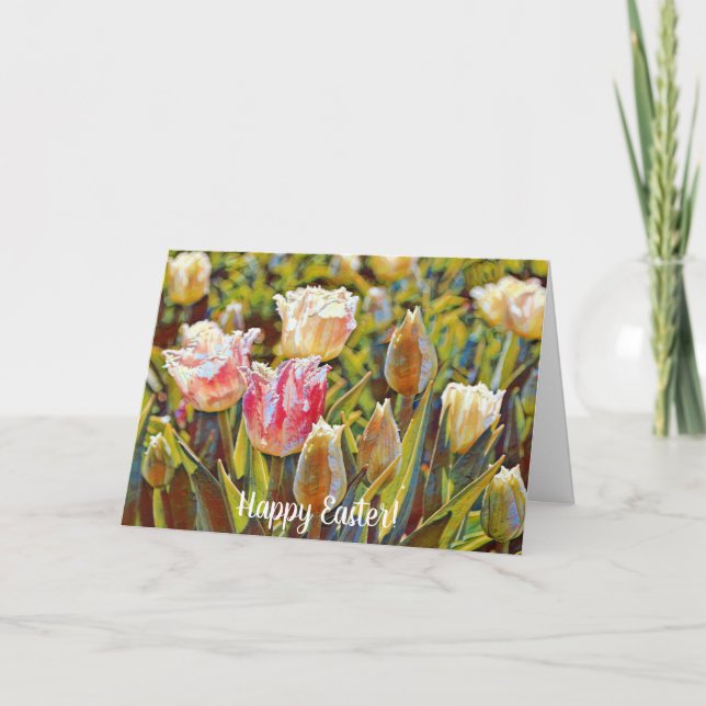 Cartão de Páscoa Tulipas Impressionistas Artística (Frente)