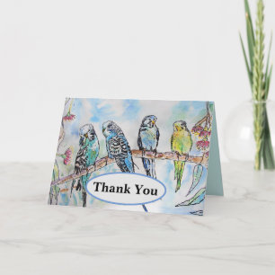 Cartão de Pássaro de Pintura de Cores Aquáticas