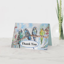 Cartão de Pássaro de Pintura de Cores Aquáticas do