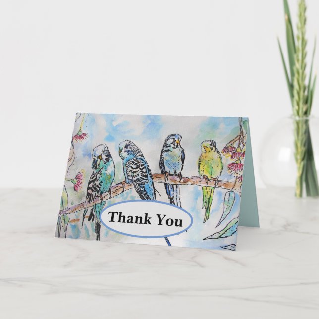 Cartão de Pássaro de Pintura de Cores Aquáticas do (Frente)