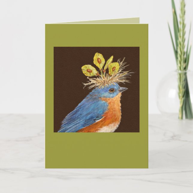 Cartão de pássaros-azuis machos e fêmeas (Frente)