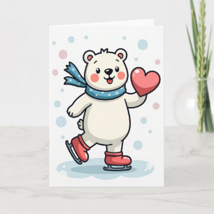 Cartão de Patinação de Urso Polar Fofo Amor