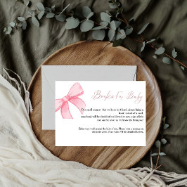 Cartão de pedido de livro Boho Pink Bow para bebê