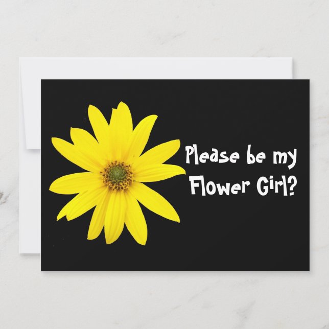 Cartão de Pedido de Menina de Flores de Girassol (Frente)