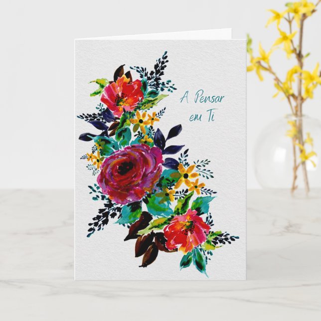 Cartão de Pensamento e Apoio Floral (Flor Amarela)
