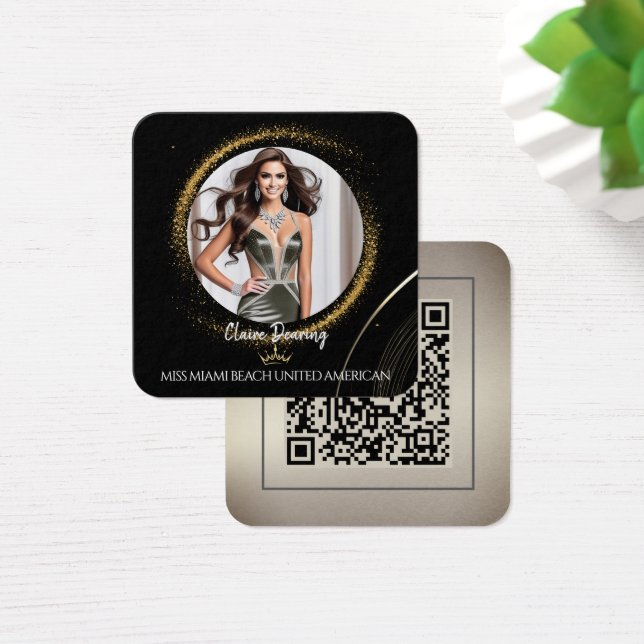 Cartão de Perfil com Código QR e Foto em Poeira de (Mesa)