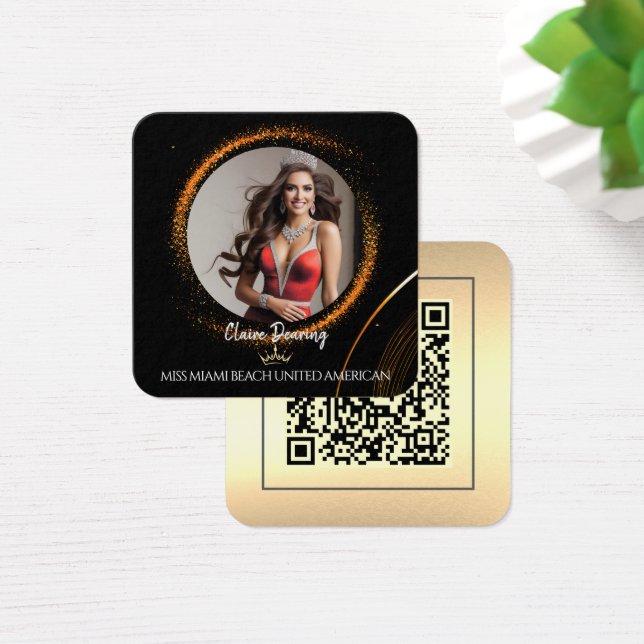 Cartão de Perfil de Foto com Código QR Sunset Dust (Mesa)