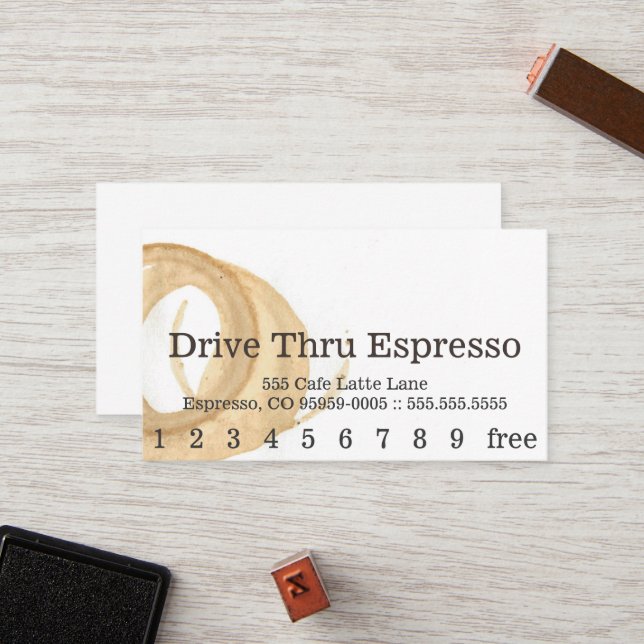 Cartão de perfuração da mancha do café da pia (Frente/Verso In Situ)